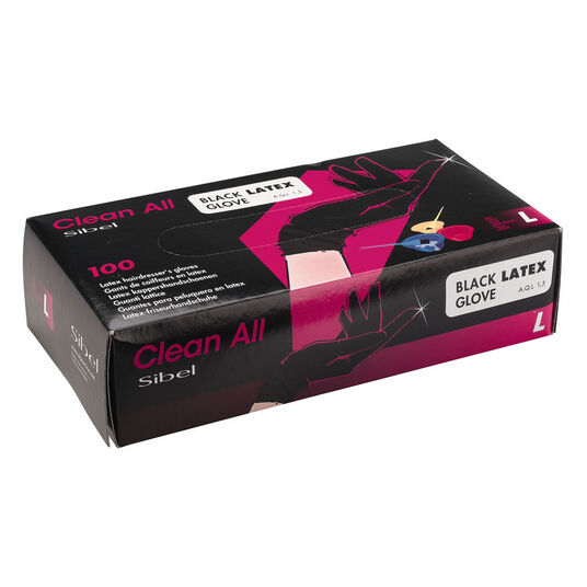Clean All Handschoenen Wegwerp Latex Zwart L 100st