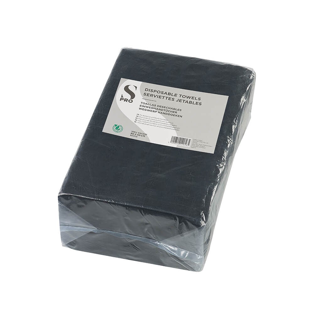 S-PRO Wegwerp handdoeken Zwart 50stk S-PRO Wegwerp handdoeken Zwart 50stk