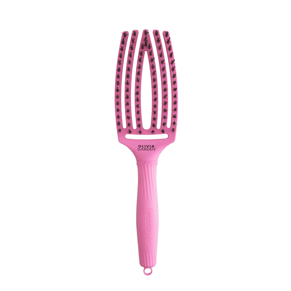 Olivia Garden Fingerbrush Zwijnenhaar & Nylon Thinkpink  Bubbelroze