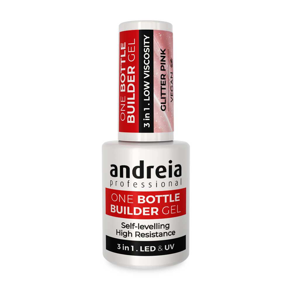 Andreia Professional One Bottle Builder Gel 3 In 1 - 3 In 1 Bouwgel Lage Viscositeit - Glitter roze 14ml