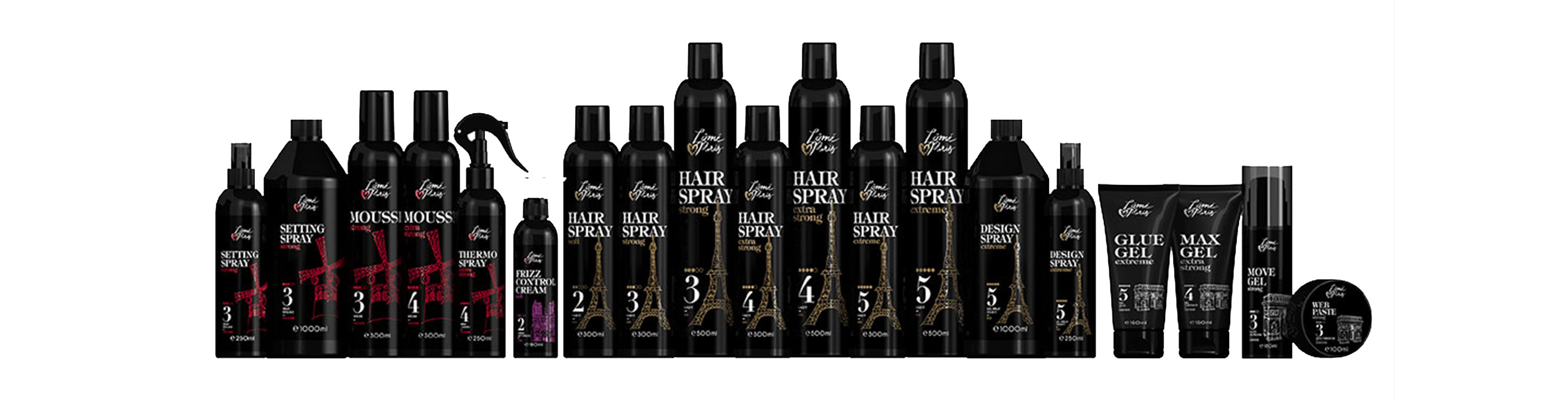 Groepsafbeelding van Lômé Paris haarstylingproducten Groepsafbeelding van Lômé Paris haarstylingproducten