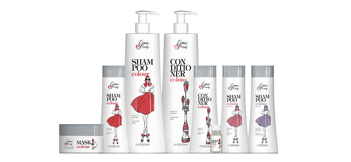 Groepsafbeelding van Lômé Paris Colour Care flessen Groepsafbeelding van Lômé Paris Colour Care flessen